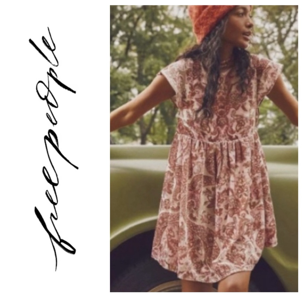 NWT Free People All The Time pink velvet babydoll
minidress L